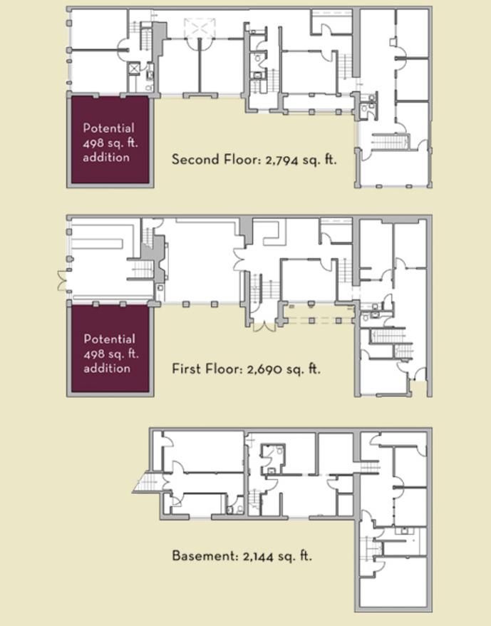 Downtown Portland office building floorplan with proposed addition
